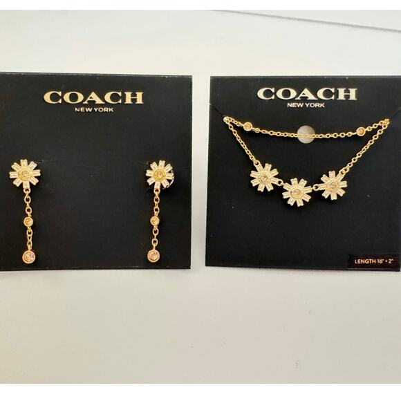 Coach Daisy Dangle Drop Earrings and Triple Daisy Necklace - NWT! - Picture 9 of 10